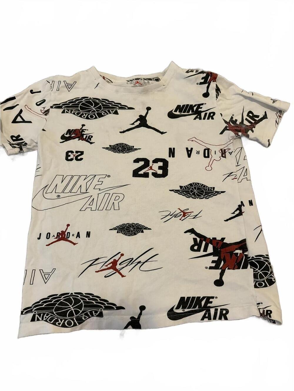Nike Boys Large Jordan Air All Over Print Tee Shirt - White Multi
